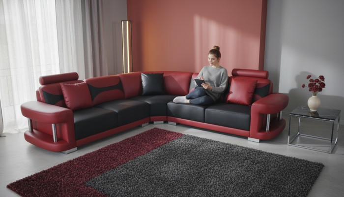 Leather Modern XXL Couch Living Landscape Leather Sofa Sofa Set Sofa L-Shape F3001B
