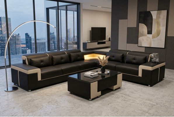 Corner Leather Modern XXL Couch Living Landscape Sofas Sofa L Shape B2021 Table