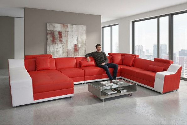 Living leather landscape sofa couch upholstery set corner sofas seating sets new