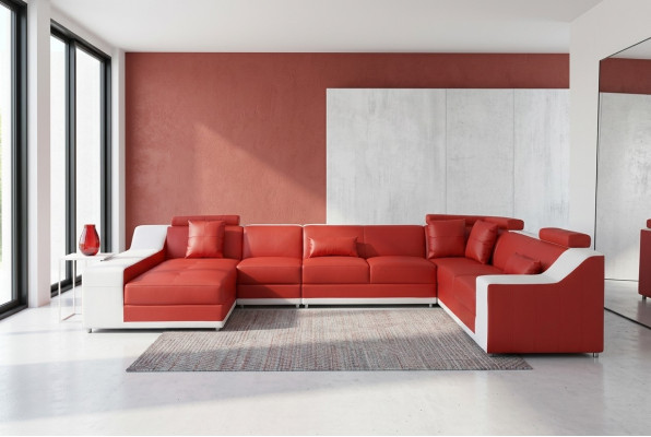 Living leather landscape sofa couch upholstery set corner sofas seating sets new