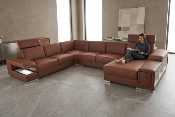 Living ambience with a U-shaped designer corner sofa