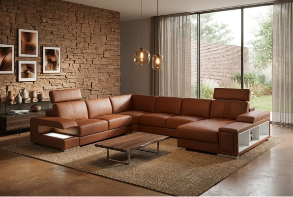 Living ambience with a U-shaped designer corner sofa