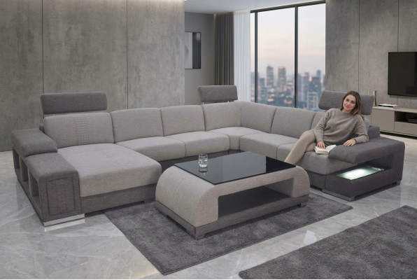 Corner Sofa Corner Modern XXL Couch Living Room Landscape Textile Suite U Shape B2015 Fabric
