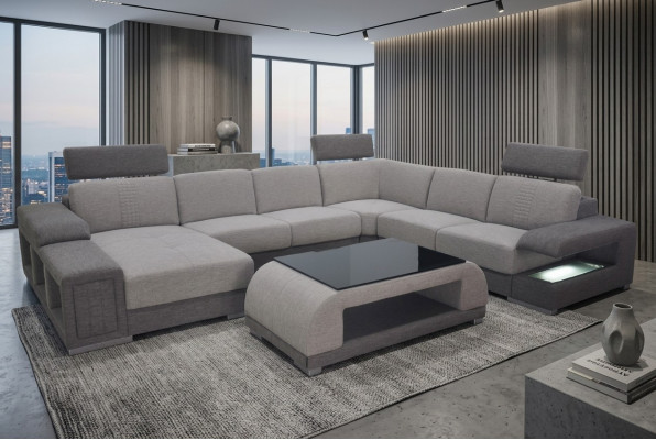Corner Sofa Corner Modern XXL Couch Living Room Landscape Textile Suite U Shape B2015 Fabric