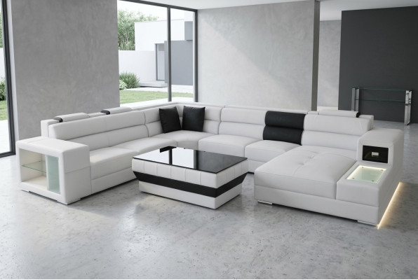 Corner Leather Modern XXL Couch Living Landscape Leather Sofa Sofa U-Shape B2006