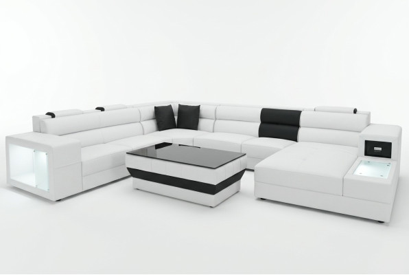 Corner Leather Modern XXL Couch Living Landscape Leather Sofa Sofa U-Shape B2006