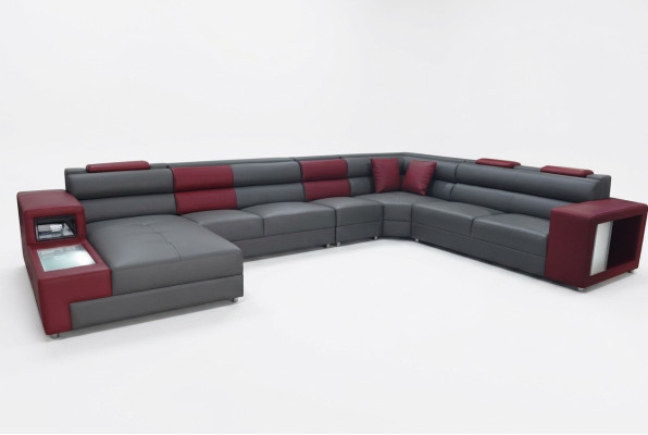 Designer leather upholstered corner seat leather sofa upholstery corner landscape room XXL