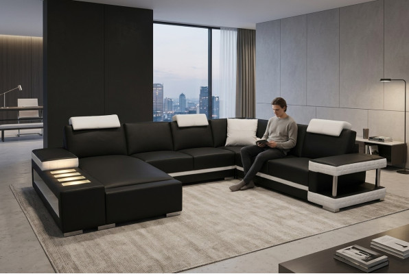 Designer leather upholstered corner sofa upholstered corner landscape room big leather.