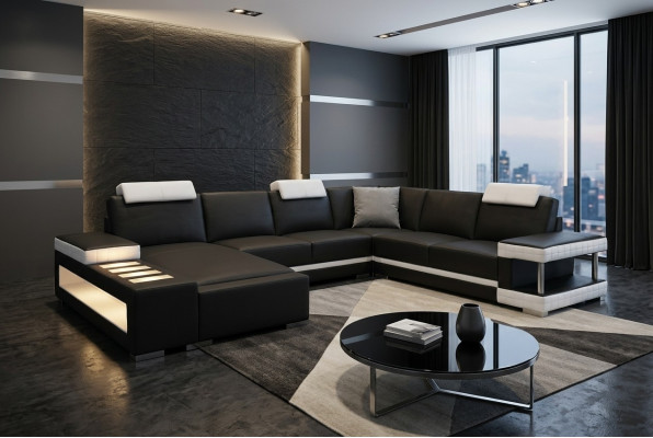 Designer leather upholstered corner sofa upholstered corner landscape room big leather.