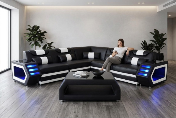 Designer upholstered couch corner leather corner sofa upholstered landscape room