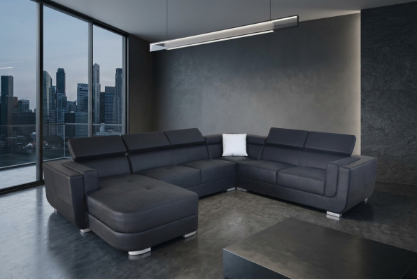 Designer leather upholstered corner sofa, upholstered corner landscape, room leather seat, big.