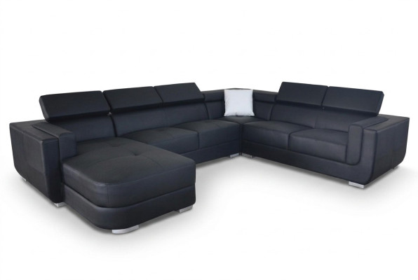 Designer leather upholstered corner sofa, upholstered corner landscape, room leather seat, big.