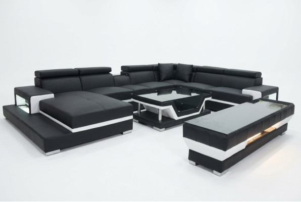 Design leather upholstery seat room corner living sofa couch designer suite