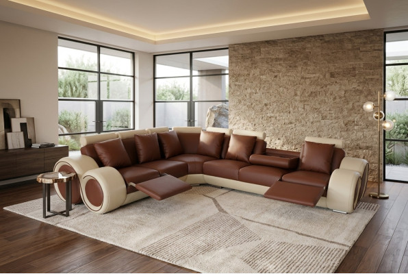 Design leather upholstery XXL seating room sofa couch designer corner ensemble