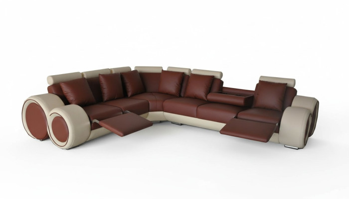 Design leather upholstery XXL seating room sofa couch designer corner ensemble