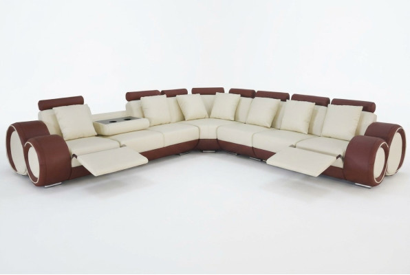 Design XXL leather upholstered seat room corner living sofa couch designer
