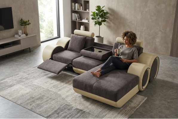 Design couch corner sofa leather corner suite corner landscape upholstery L shape