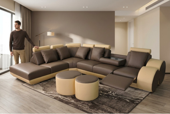 XXL Couch Large Corner Sofa Leather Corner Set Corner Landscape Upholstery Living L Shape