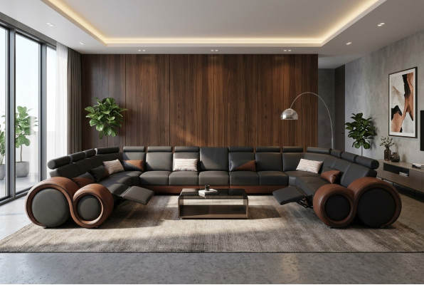 XXL Couch Large Corner Sofa Leather Corner Suite Landscape Corner Upholstery Living Room