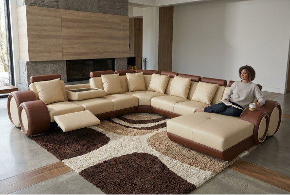 Corner sofa leather sectional corner landscape upholstery decor design living
