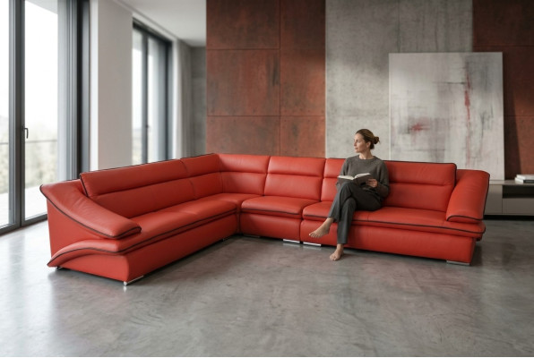 Design leather upholstered seat corner leather corner landscape room new sofa