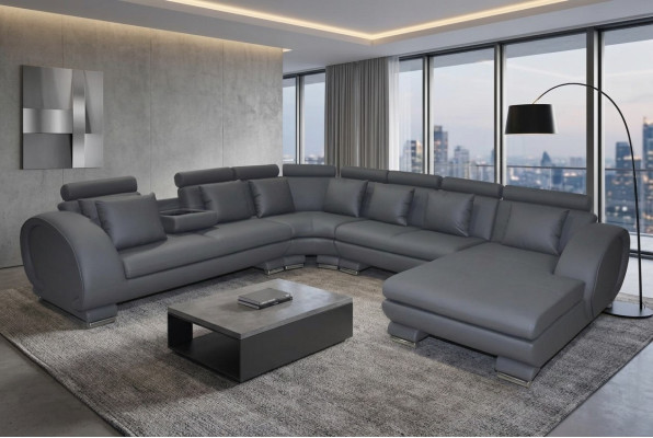 Corner leather sofa couch upholstery seat living landscape design XXL U shape