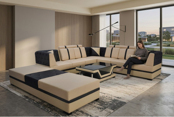 Corner sofa couch living landscape leather corner couches upholstery seating set