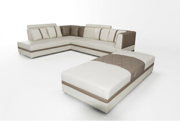 Corner Leather Modern XXL Couch Living Landscape Leather Sofa Sofa L-Shape A1128II+Stool