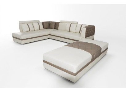 Corner Leather Modern XXL Couch Living Landscape Leather Sofa Sofa L-Shape A1128II+Stool