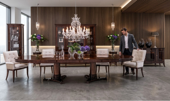Luxury Living and Dining Room Set 8 Piece Suite Table Sideboard Chairs Display Cabinet