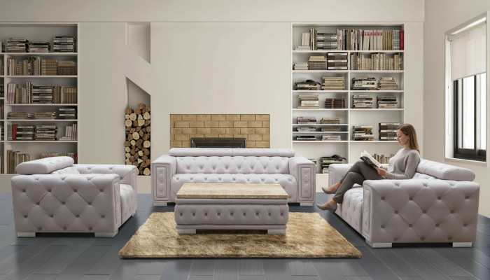 Couch Set Upholstery Leather Design Chesterfield Sofa Set 3+2+1 9914 New