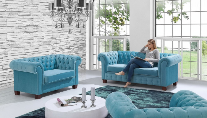 Chesterfield 2+1+1 Sofa Set Couch Upholstery Seating Suite Sofa Couches