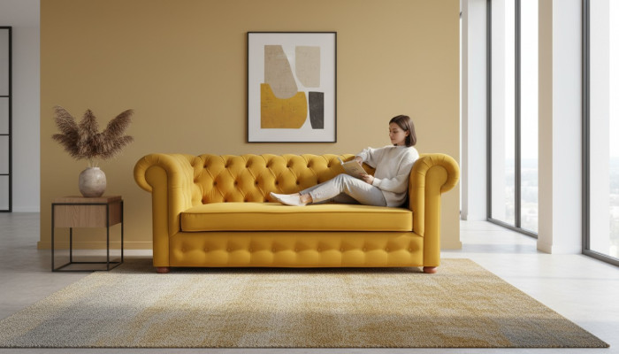 Chesterfield three-seater velvet couch cushion sleep sofa couch bed function new