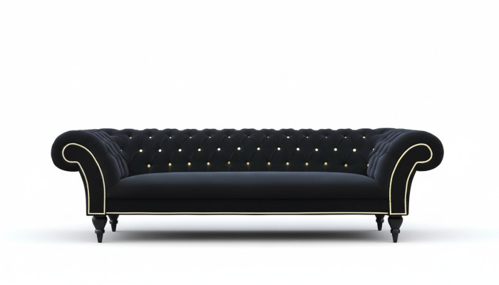 Fabric design couch upholstery textile modern sofa Chesterfield 3-seater black