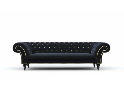 Fabric design couch upholstery textile modern sofa Chesterfield 3-seater black