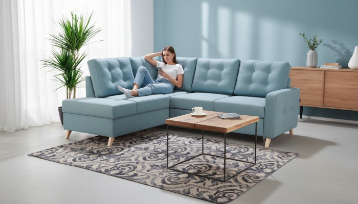 Sofa bed function fabric corner sofa L-shape sofa design couch upholstery textile modern