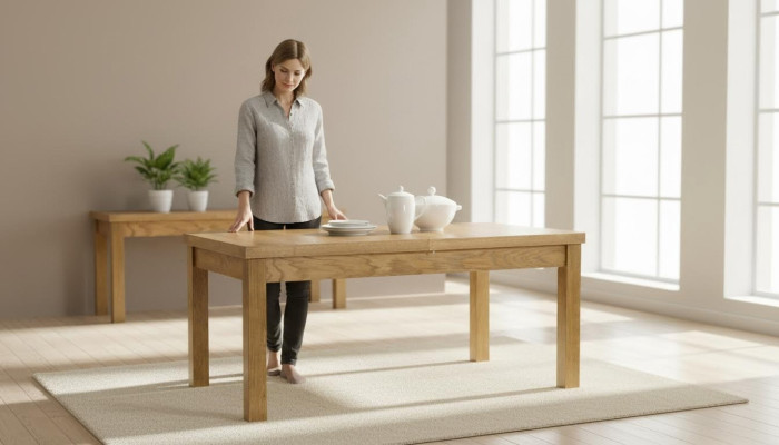Modern dining table made of wood, rustic wooden table, tables for the dining room.