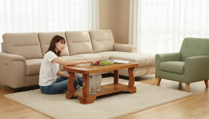 Handcrafted real wood sofa side tables classic living room table