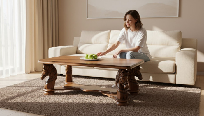 Handcrafted living room table classic couch tables wood carved