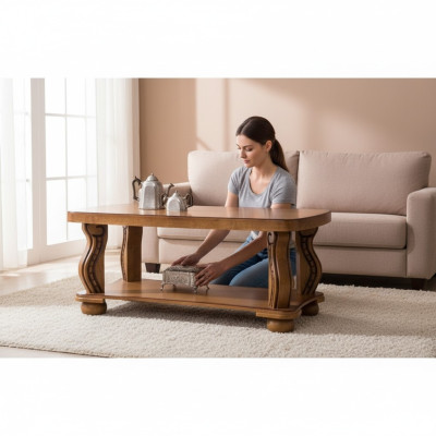 Handcrafted Real Wood Coffee Table Sofa Side Tables Classic Living Room Table
