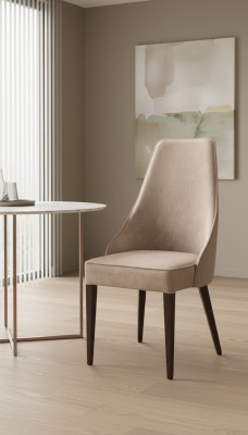 Chair group 4x chairs set living - dining room suite wood leather backrest