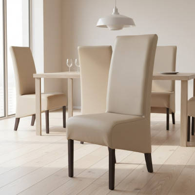 Design armchair chair wood leather upholstery dining room textile catering chair