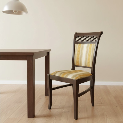 Set of 2 upholstered armchairs in wooden fabric design chairs suitable for dining room upholstery and hospitality industry.