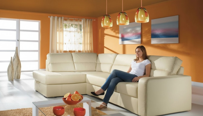 Corner sofa living landscape corner 100% leather sofa seating suite modern