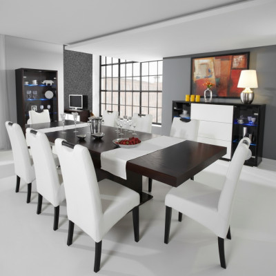 Complete set dining table + 8 chairs dining room set dining group wooden table