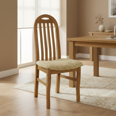 Design chair set: 2x armchairs, solid wood, dining room, new upholstery, fabric for catering