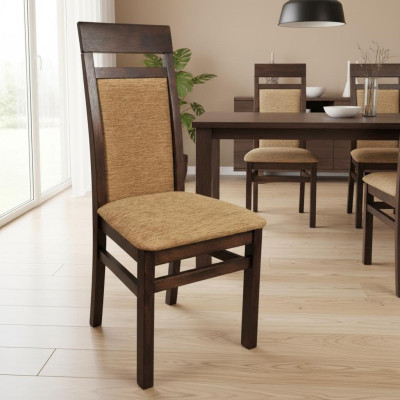 Design chair set: 2x armchairs wood textile chairs fabric dining room new upholstery