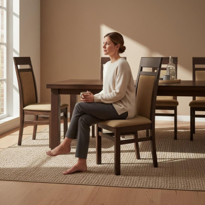 Set of 4 solid wood chairs dining room chair fabric upholstered chairs gastro dining room