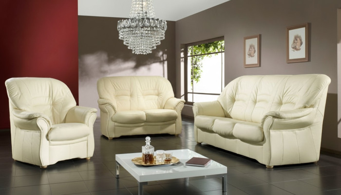 Classic Living Room Set 3+1+1 100% Full Leather Couch Seat Decor Sofa