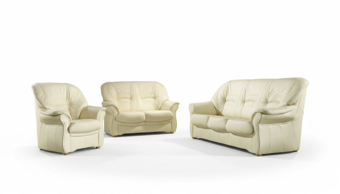 Classic Living Room Set 3+1+1 100% Full Leather Couch Seat Decor Sofa